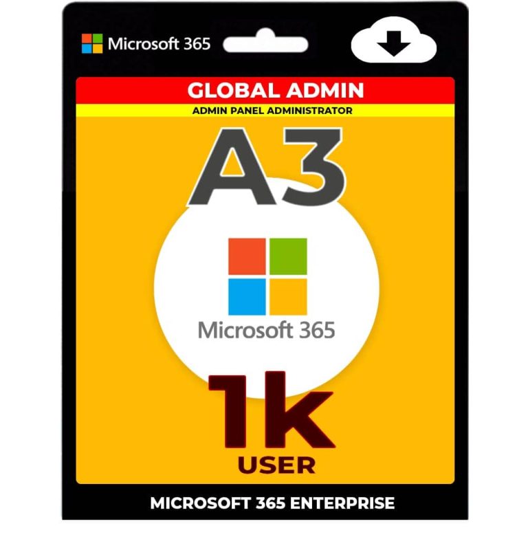 Microsoft 365 A3 | Global Admin + 1.000 User Licenses - Lifetime Subscription